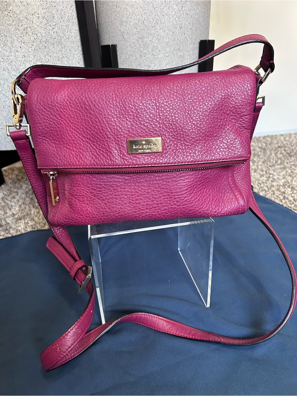 kate spade Pebbled Leather Crossbody Bag - Magenta